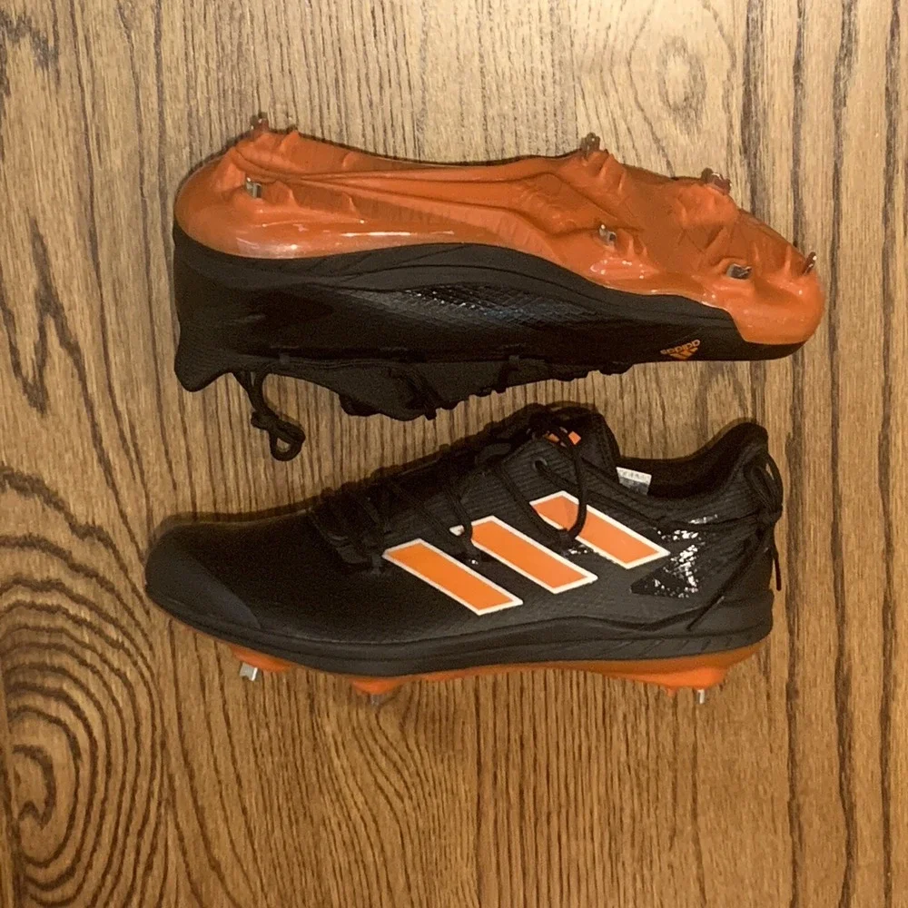 Adidas Adizero Afterburner 8 Black Orange Metal Baseball Cleats Men's 14 H00975